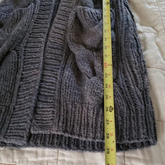 Free People Wool Blend Cable Knit Hooded Duster Cardigan Small/Med Ombre Tie Dye - Picture 11 of 13